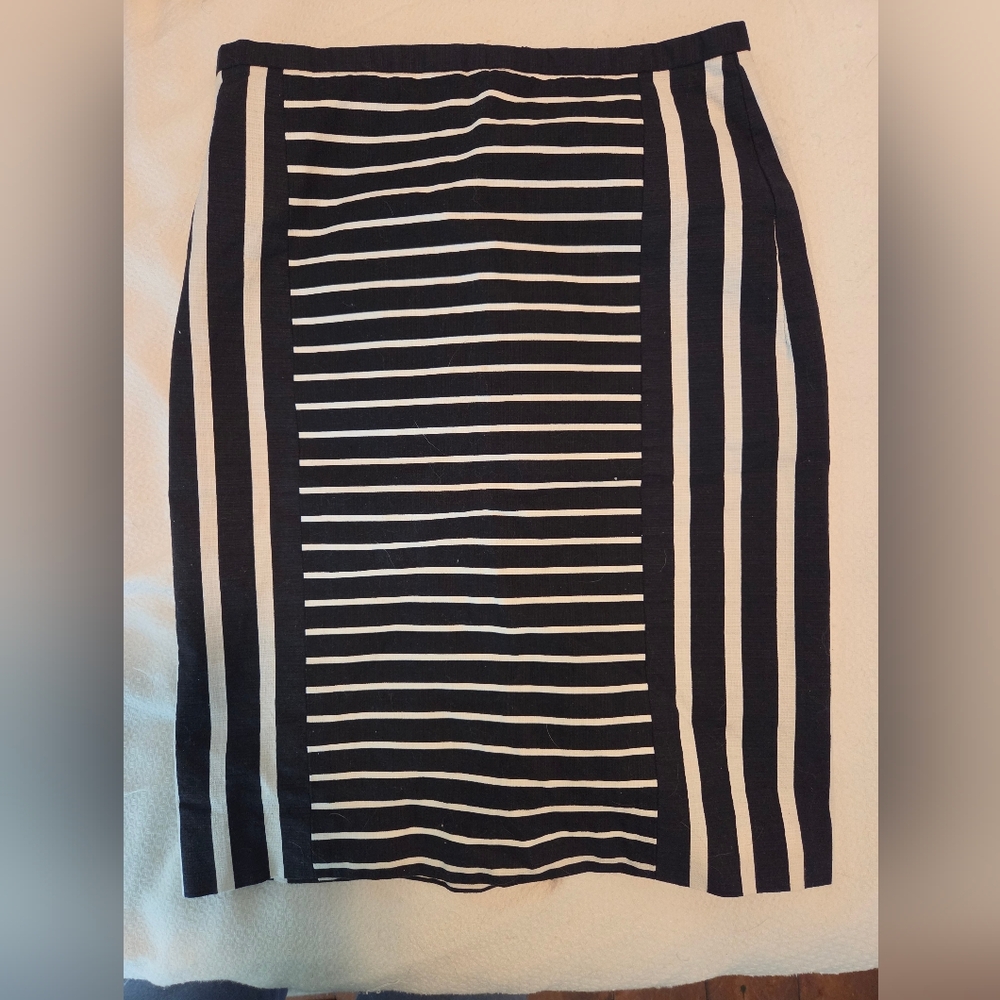 J. Crew Black and White Striped Pencil Skirt